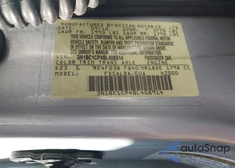 2011 Nissan Versa 1.8S from USA, damaged, VIN 3N1BC1CP4BL408914